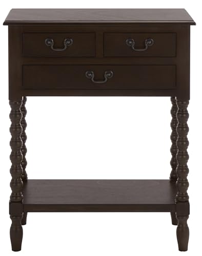 SAFAVIEH Furniture - Athena 3-Drawer Console Table - Dark Chocolate - Solid Wood - Farmhouse Classic Design - Ideal for Entryway, Living Room, Hallway, 23.5" W x 13" D x 29.5" H (CNS5703D) - color: Dark Chocolate