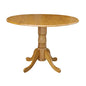 IC International Concepts, 42" Round Dual Drop Leaf Pedestal Dining Table, Solid Real Wood, Sturdy Parawood, Dimensions 42"D x 42"W x 29.5"H, 20mm thickness, 40lbs Weight Capacity, Oak - color: Oak