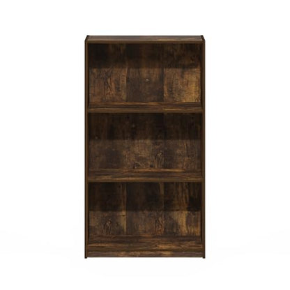 Furinno Basic Book Shelf, 3-Tier Modern Bookshelf, Bookcase with Open Shelves, 9.3 x 21.8 x 39.5, for Living Room, Bedroom, Home Office, Amber Oak - color: Amber Oak, size: 3-Tier