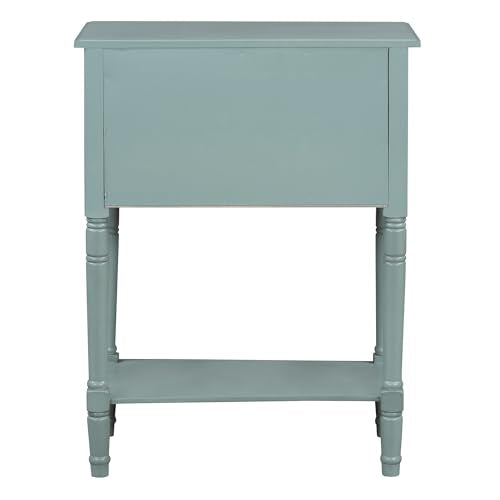 Knocbel Slim Antique Entry Console Table with 3 Drawers & Bottom Open Shelf, Solid Wood Narrow Sofa Couch Table for Entryway Hallway Living Room 23.7" W x 13" D x 31.4" H Light Blue - color: Light Blue