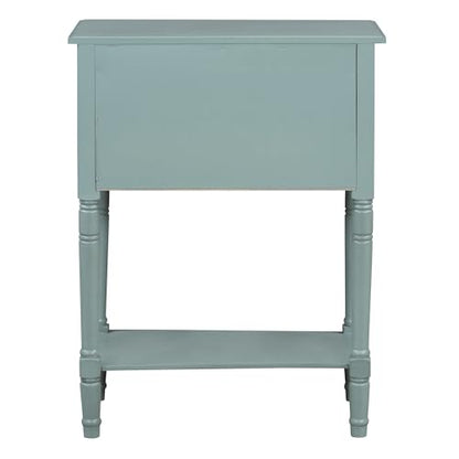 Knocbel Slim Antique Entry Console Table with 3 Drawers & Bottom Open Shelf, Solid Wood Narrow Sofa Couch Table for Entryway Hallway Living Room 23.7" W x 13" D x 31.4" H Light Blue - color: Light Blue