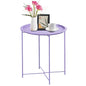 Garden 4 you End Table Metal Side Table Purple Round Folding Tray Cyan Sofa Small Accent Fold-able Table, Round End Table Tray, Next to Sofa Table, Snack Table for Living Room and Bed Room - color: Purple