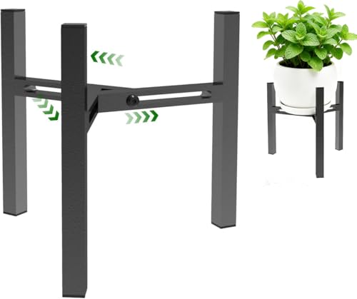 Adjustable Desktop Plant Stand, Metal Plant Shelf Fits 5.1-7.45" Pots for Succulents, Bonsai & Office (Without Pots) - color: Black
