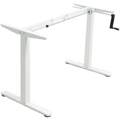 VIVO Compact Hand Crank Stand Up Desk Frame, White, DESK-M051MW | For 37 to 77 inch Table Tops, Height Adjustable, Ergonomic Standing Desk Legs, Foldable Handle - color: White
