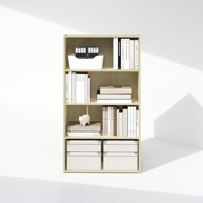 Furinno Simple Book Shelf, 4-Tier Bookshelf, Bookcase with Open Shelf, 9.4 x 23.6 x 41.7, for Living Room, Bedroom, Home Office, Steam Beech - color: Steam Beech, size: 4-Tier, Standard
