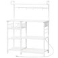 HOOBRO Bakers Rack with Power Outlet, 35.4 Inches Coffee Bar with Mesh Basket, Microwave Stand with 4 S-Shaped Hooks, Kitchen Bakers Rack with Storage, Easy to Assemble, White WT05HB01 - color: White