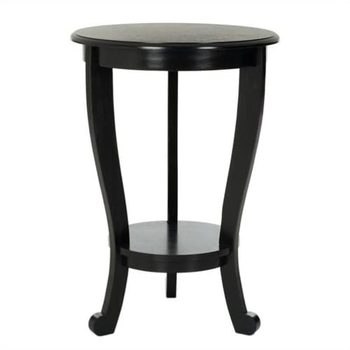SAFAVIEH Furniture - Mary Pedestal Table - Distressed Black - Solid Wood - Farmhouse Pedestal Design - Ideal for Living Room, Entryway, Home Office, 18.1" W x 18.1" D x 26" H (AMH5711B) - color: Distressed Black