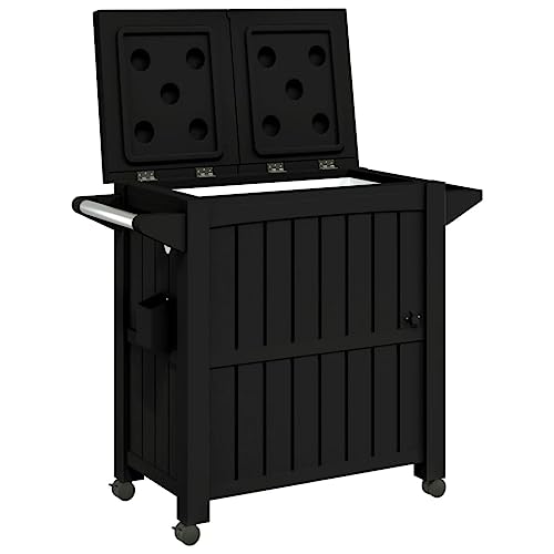3-in-1 Outdoor Serving Cart with 21.1 Gal Cooler, Rolling Beverage Prep Station and Storage Table, Portable Kitchen Island for Patio, BBQ, Garden, Black