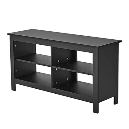 Gyger 43 Inches TV Stand,Mid Century Modern Entertainment Center with 4 Open Shelves Farmhouse TV Media Console Table for Living Room,Bedroom,Television Stand up to 50 Inches(Black) - color: Black