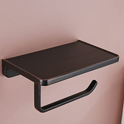 RANDOM Oil Rubbed Bronze Toilet Paper Holder with Phone Shelf Wall Mounted Toilet Tissue Holder Solid Metal Toilet Paper Roll Holder.RD93008-ORB - color: B-oil Rubbed Bronze