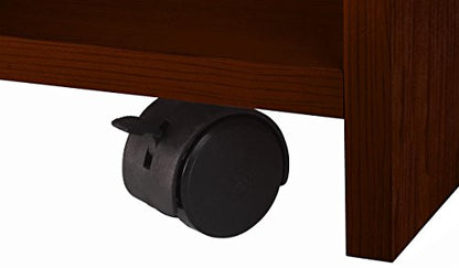 Displays2go Hostess Station, Mahogany | Hidden Wheels, Adjustable Shelf, LCKDPHSSM - color: Mahogany