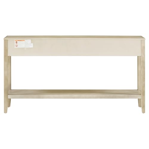 Merax Entryway Console Table with Storage, 3 Drawers Design/Wood Frame/Behind Couch & Sofa, Grey - color: Grey