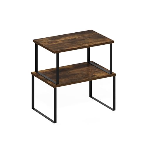 Furinno RAVEL Kitchen Countertop Organizer Set of 2, Nesting Counter Shelves, Kitchen Storage, Expandable, Stackable, Spice Rack, for Kitchen, Pantry, Coffee Bar, Amber Pine