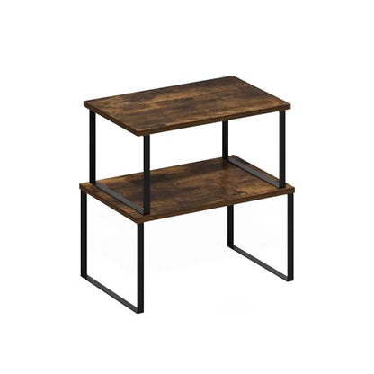 Furinno RAVEL Kitchen Countertop Organizer Set of 2, Nesting Counter Shelves, Kitchen Storage, Expandable, Stackable, Spice Rack, for Kitchen, Pantry, Coffee Bar, Amber Pine