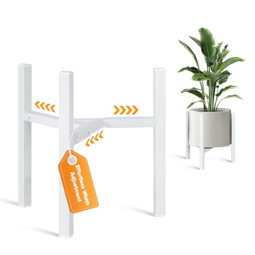 Plant Stand Indoor Adjustable, Metal Modern Indoor Plant Stand, Heavy Duty Plant Stands Outdoor Corner, Stable Plant Holder, Fits 8 to 12 Inches Pots, White, 1 Pack, Pot & Plant Not Included - color: White, size: 1 Pack