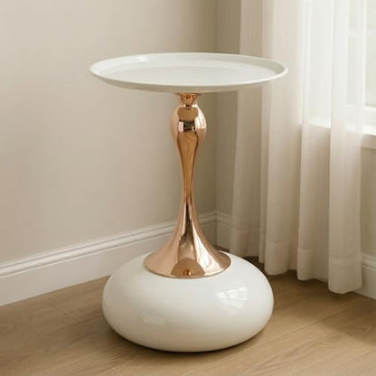 15" Metal Built Nightstand, Bed Side Table with Simple Assembly, Couch Side Table with Versatile Style for Indoor Living Areas, Milk White