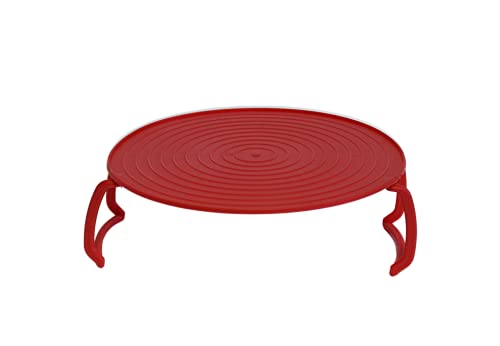 Microwave Multipurpose 4 in 1 Tray Stand Rack Splatter Guard Carry Tray Stacking Shelf (1, Red) - color: Red