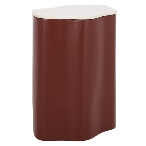 SAFAVIEH Home Collection – Kanon Bordeaux Base & White Marble Top Accent Table, Sculptural Modern Design, Fully Assembled (ACC3235B) - color: White/Bordeaux