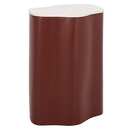 SAFAVIEH Home Collection – Kanon Bordeaux Base & White Marble Top Accent Table, Sculptural Modern Design, Fully Assembled (ACC3235B) - color: White/Bordeaux