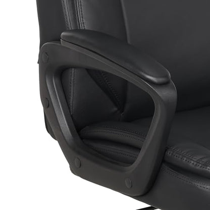 Amazon Basics Classic Puresoft PU Padded Mid-Back Office Desk Chair with Armrest, Easy Assembly, Sturdy Metal Base, Wheels, 275lb Support, 26"D x 23.75"W x 42"H, Black - color: Black