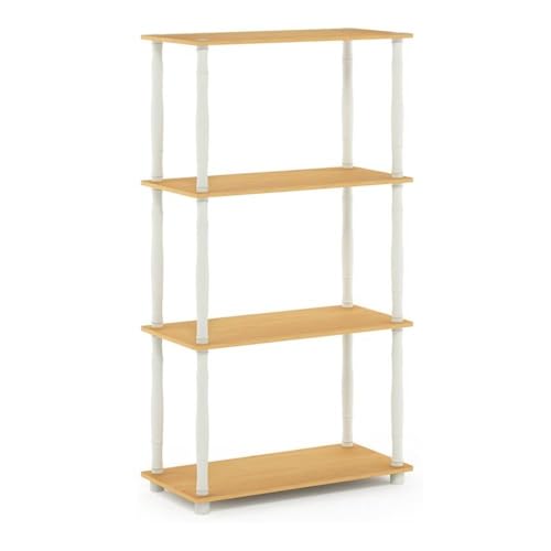 Furinno Turn-N-Tube 4-Tier Multipurpose Shelf Display Rack, Classic Tubes, Beech/White - color: Beech/White, size: 4-Tier Classic Tube