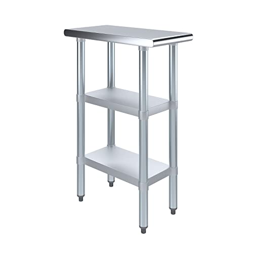 Stainless Steel Work Table with 2 Shelves | Metal Utility Table | Commercial & Residential NSF Utility (Stainless Steel Table with 2 Shelves, 12" Long x 24" Deep) - size: 12" Long x 24" Deep