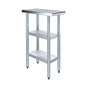 Stainless Steel Work Table with 2 Shelves | Metal Utility Table | Commercial & Residential NSF Utility (Stainless Steel Table with 2 Shelves, 12" Long x 24" Deep) - size: 12" Long x 24" Deep