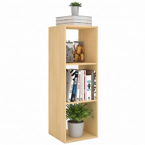 3 Cube Shelf with Anti-Tipping Kits + Reversible Open Back Bookcase, Multi Layer and Multi Grid Partition Layout (Oak 11in) - color: Oak, size: 3 Cube 11in