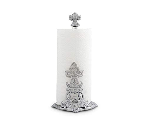 Arthur Court Designs Decorative Countertop Fleur-De-Lis French Paper Towel Holder - Aluminum Metal on Countertop 13 inch Standing Tall - size: 7 inches in diameter and 13 tall