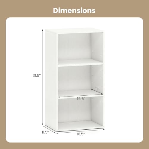 Giantex 2 Pieces 3 Shelf Bookcase, Book Shelves Open Cube Storage Cabinet Multi-Functional Home Office Bedroom Furniture Display Bookcases, White - color: White