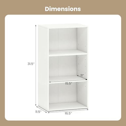 Giantex 2 Pieces 3 Shelf Bookcase, Book Shelves Open Cube Storage Cabinet Multi-Functional Home Office Bedroom Furniture Display Bookcases, White - color: White