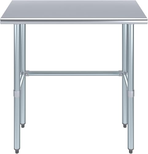 36" x 16" Open Base Stainless Steel Work Table | NSF Certified Commercial Prep Table with Galvanized Legs - size: 36"x16"