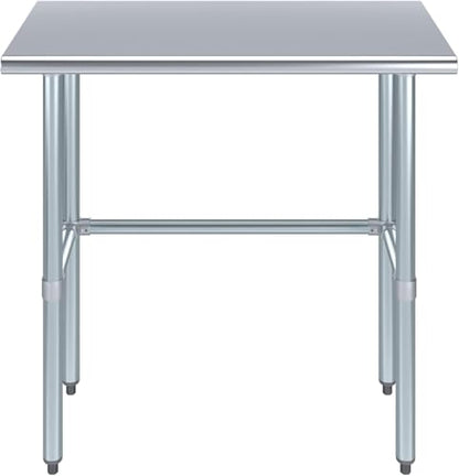 36" x 16" Open Base Stainless Steel Work Table | NSF Certified Commercial Prep Table with Galvanized Legs - size: 36"x16"