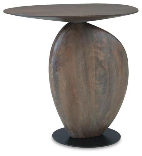 Signature Design By Ashley Cormmet Industrial Accent Table with Metal Base, Dark Brown & Black
