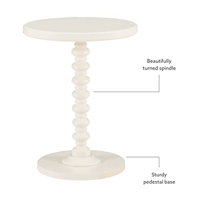 Powell Tarkin Round Off White Turned Spindle Pedestal Side Accent Table - color: Off White