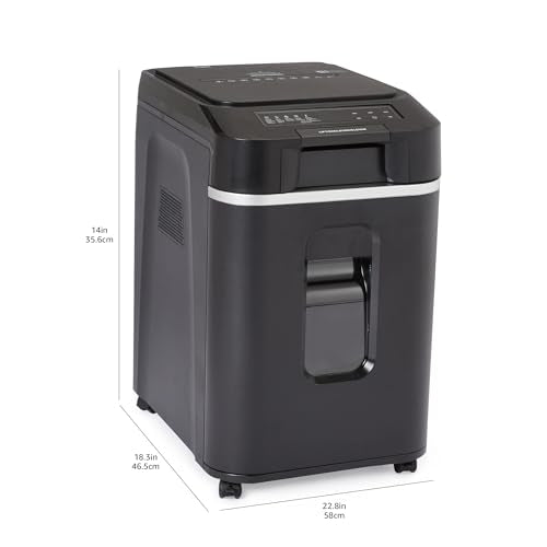 Amazon Basics 200-Sheet Auto Feed Cross-Cut Paper Shredder, High Security P-4, Anti-Jam, 8.5 Gallon Pullout Bin, Black - color: Black, size: 200 Sheet