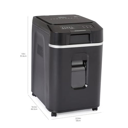 Amazon Basics 200-Sheet Auto Feed Cross-Cut Paper Shredder, High Security P-4, Anti-Jam, 8.5 Gallon Pullout Bin, Black - color: Black, size: 200 Sheet