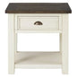 Martin Svensson Home Monterey Solid Wood End Table, Cream White and Brown | Farmhouse Rustic, Coastal Side Table, Drawer and Shelf - color: Cream White With Brown Top