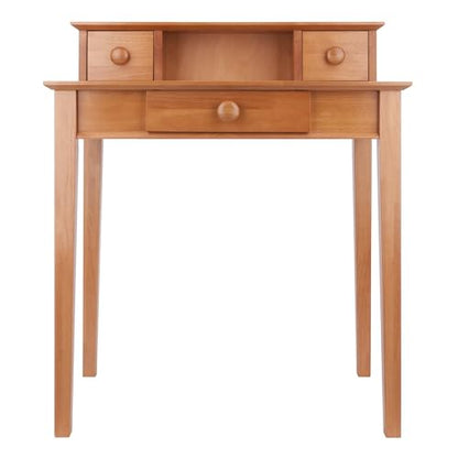 Winsome Studio Writing Desk with 3 Drawers in Honey, Classic Small Home Office Computer Table, Sturdy Furniture for Bedroom, Living Room, Compact & Convenient for Small Spaces