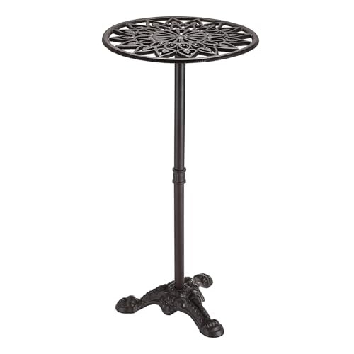 OwnMy Cast Iron Tall Plant Stand Indoor Single Metal Plant Stand Heavy Duty | Outdoor Wrought Iron Plant Stand, Vintage Iron Flower Pot Holder, Decorative Round Potted Plant Holder Rack for Garden Patio