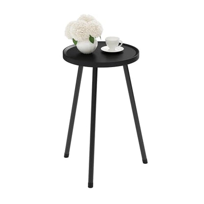 Small Couch Side Table, Drink Table, Mini Round End Table, Coffee Table, Snack Table for Small Spaces, Living Room, Bedroom, Sofa LET520BK - color: Black, size: 11.8 X 11.8 X 20.8 Inches