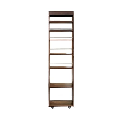 7 Tier Slim Rolling Storage Cart, 68.35" Tall Narrow Pull Out Pantry Organizer Shelves for Kitchen Laundry Bathroom, Space Saving Mobile Utility Cart with Wheels & Handle, Walnut - color: Walnut