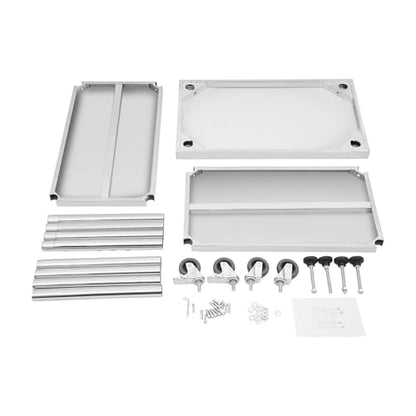 30x18x35in 3-Tier Stainless Steel Work Table with Casters & Foot Pads, Adjustable Shelves, 370 lbs Load Capacity, Heavy Duty Utility Cart for Kitchen, Warehouse, Home Organization - size: 30x18x35 Inches