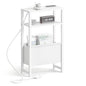 Narrow Side Table with Charging Station Slim End Table Sofa with Magazine Rack, Bedside Table for Small Spaces, 3 Tier Nightstand for Living Room Couch, Bedroom White LET503WE - color: White, style: With Charging Station