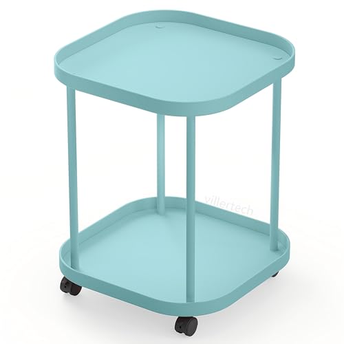 Side Table with Wheels, End Table Living Room Plastic Mobile Sofa Side Table Small Night Stand Bedroom Blue - color: Blue, size: 1 Pack