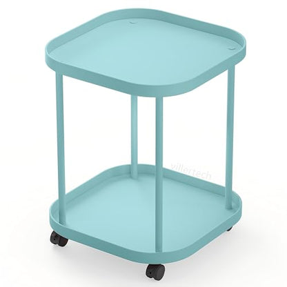 Side Table with Wheels, End Table Living Room Plastic Mobile Sofa Side Table Small Night Stand Bedroom Blue - color: Blue, size: 1 Pack
