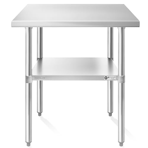 KUTLER Stainless Steel Table 30 x 48 Inches, NSF Heavy Duty Commercial Kitchen Prep and Work Table with Undershelf for Restaurant, Hotel, Home - size: 30" x 48"