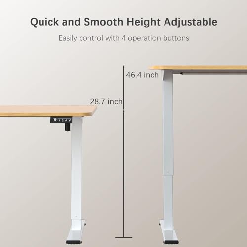 Furmax 55 Inches Electric Height Adjustable Standing Desk Home Office Desk | Large Sit Stand Up Computer Desk Memory Preset with T-Shaped Metal Bracket, Light Wood - color: Light Wood, size: 55 Inch
