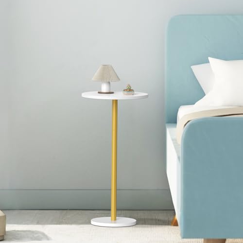 White Small Round Side Table Set of 2 Pedestal Drink End Table for Small Space Round Cocktail Coffee Table for Living Room Nightstand Bedside Table for Sofa, Bedroom and Balconty - color: White 2 Pack