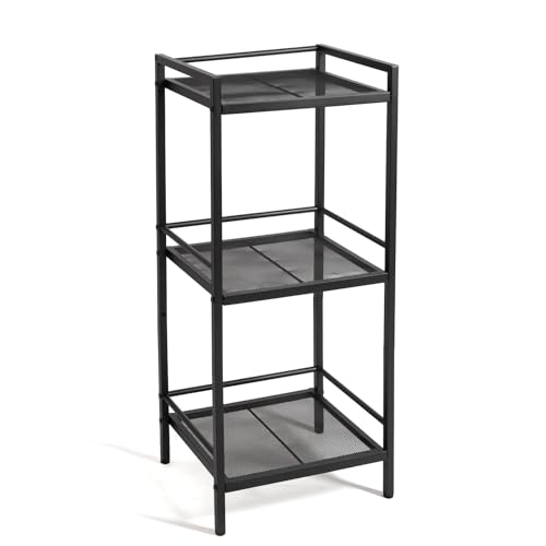 GarveeHome 3 Tier Bathroom Shelf Freestanding, Ladder Shelf for Storage, Space-Saving Bathroom Storage Shelves, Multifunctional Storage Rack for Living Room Bedroom Kitchen Office Black - color: 3 Tier Black